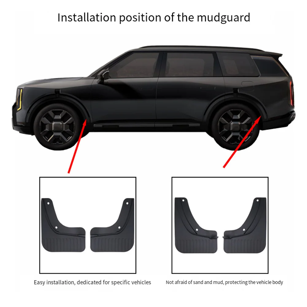 Kia For Telluride 2021-2025 용 자동차 타이어 머드 플랩 블랙 ABS 전천후 가드 머드 가드 교체 자동차 외부 액세서리