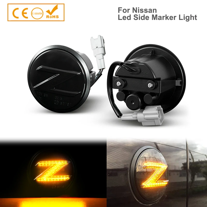 

2Pcs For Nissan 370z Coupe Nismo Z34 Led Dynamic Amber Side Marker Lights Turn Signal Sequential Blinker Lamps 2009-2020 Canbus