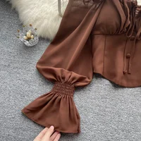 Français Chic Licou Blouses Femininas Bow Flare Manches Hauts Courts Dames HighStreet Blusa Mujer Chemises Décontractées Vêtements Livraison Directe 6