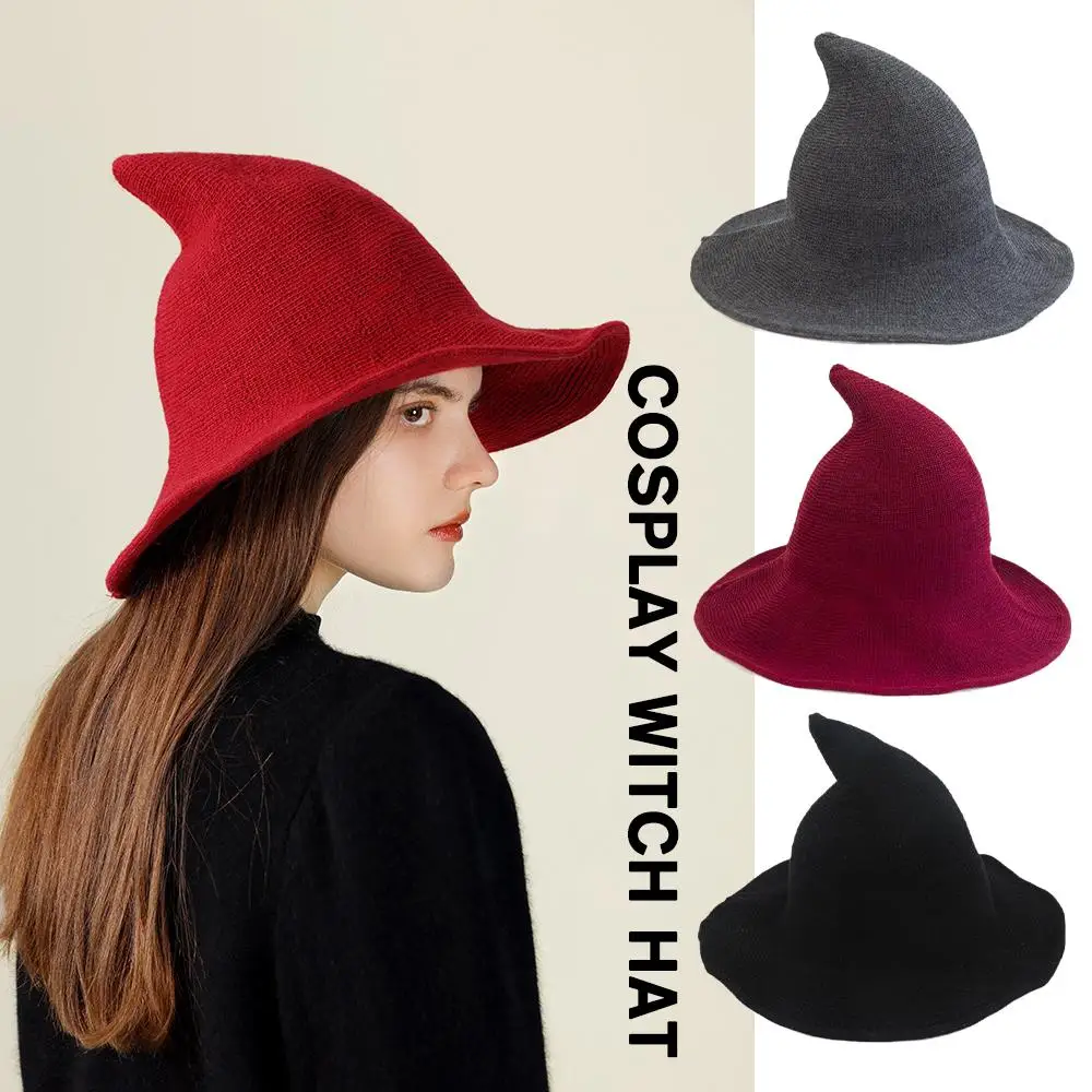 

Modern Cosplay Witch Hat Woolen Women Lady Made From Fashionable Sheep Wool Halloween Party Hat Festival Party Hat