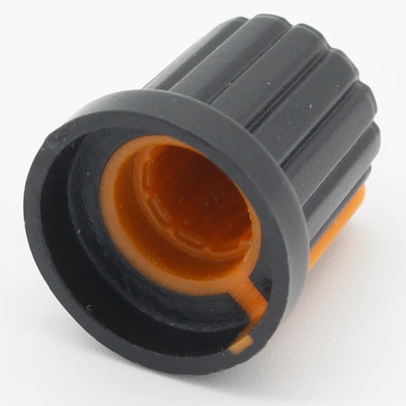 12 Pcs 6mm Shaft Hole Dia Plastic Threaded Knurled Potentiometer Knobs Caps