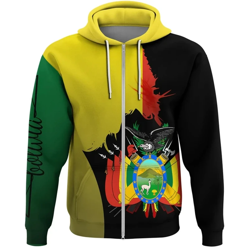 thumbnail image 1 of Sudadera con capucha con estampado 3D de la bandera de Bolivia para hombre, chaqueta informal de manga larga con cremallera, sudadera deportiva para hombres y mujeres, sudaderas con capucha 2024, 1 of 5
