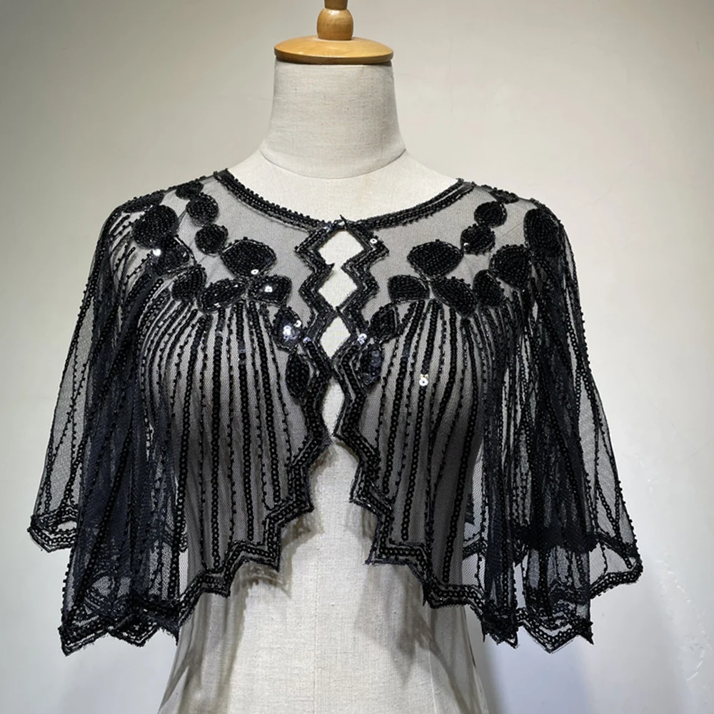 Châle à Paillettes Années 20 - Écharpe Soirée Élégante Avec Franges | Cape Mariée Fête Rétro Thématique