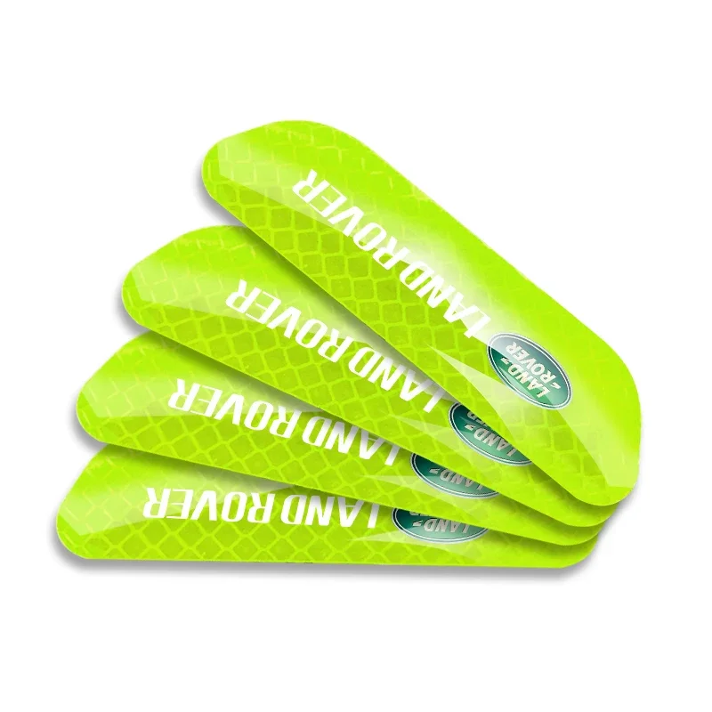 4pcs 자동차 도어 안전 경고 반사 마크 엠블럼 랜드 로버 Evoque 4 스포츠 레인지 로버 X99 디스커버리 용 3D 스티커