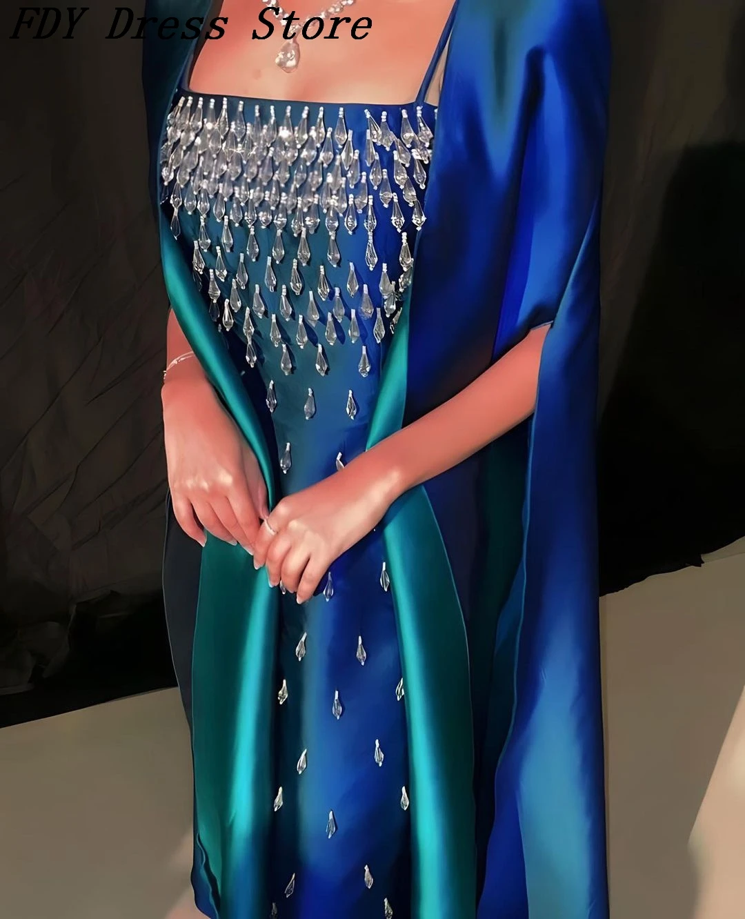 

2023 New Long Sleeves Prom Dresses Beaded Ankle Length Formal Occasion Dress Evening Dress for Women
