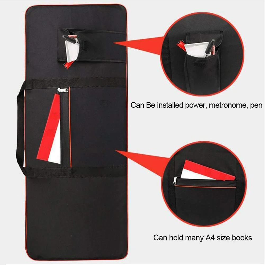 61 / 76 / 88 Key Keyboard Bag Double Shoulder Thickened Package Electric Piano Bag Portable Durable Piano Bag Waterproof 600D 3