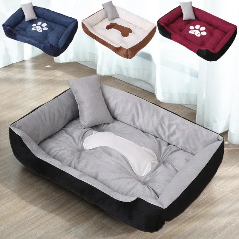 Soft Sofa Dog Beds Fleece Warm Bed for Small Large Dog Plus Size Waterproof Bottom Soft Pet Bed Cat Autumn Winter