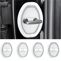 4PCS Silicone Door Latch Guard and Decor - Protective Self - Adhesive Cover (White)