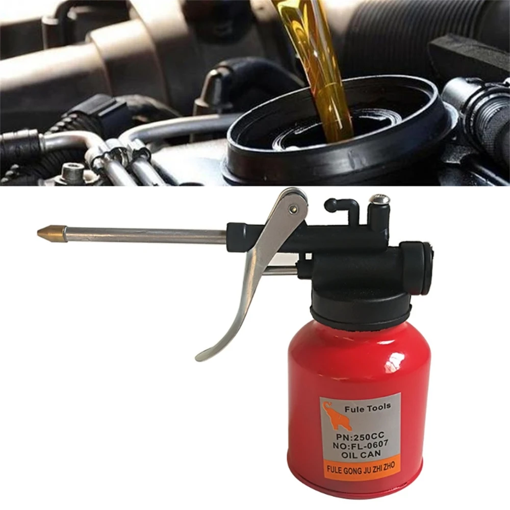 Car Oil Can 250ML Oiler Lubrication Metal Plastic Machine Pot Extended Hose High Pressure Pump Grease Guns Repair Tool