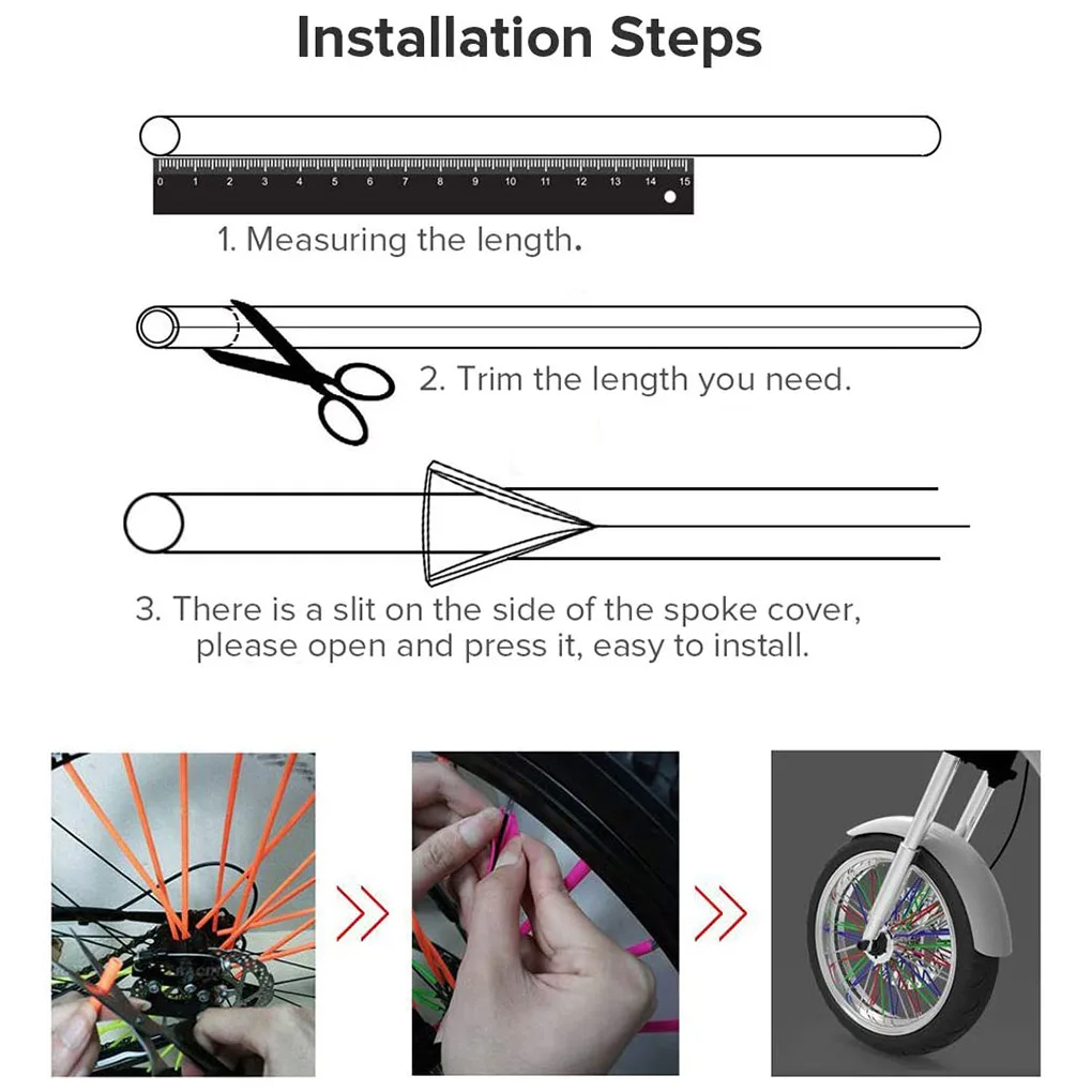 Bicycle Wheel Protector Wraps 72pcs Bike Wheel Spoke Wraps Cover Motorcycle Tire Spoke Plastic Sleeves Bicycle Decoration