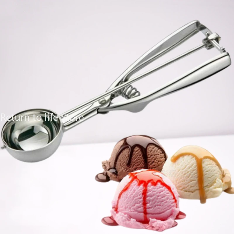 Scoop Stainless Steel Ice Cream Spoon Potato Mash Cookies Dough Disher Spoon Spring Handle Kitchen Accessories Ice Cream Tools