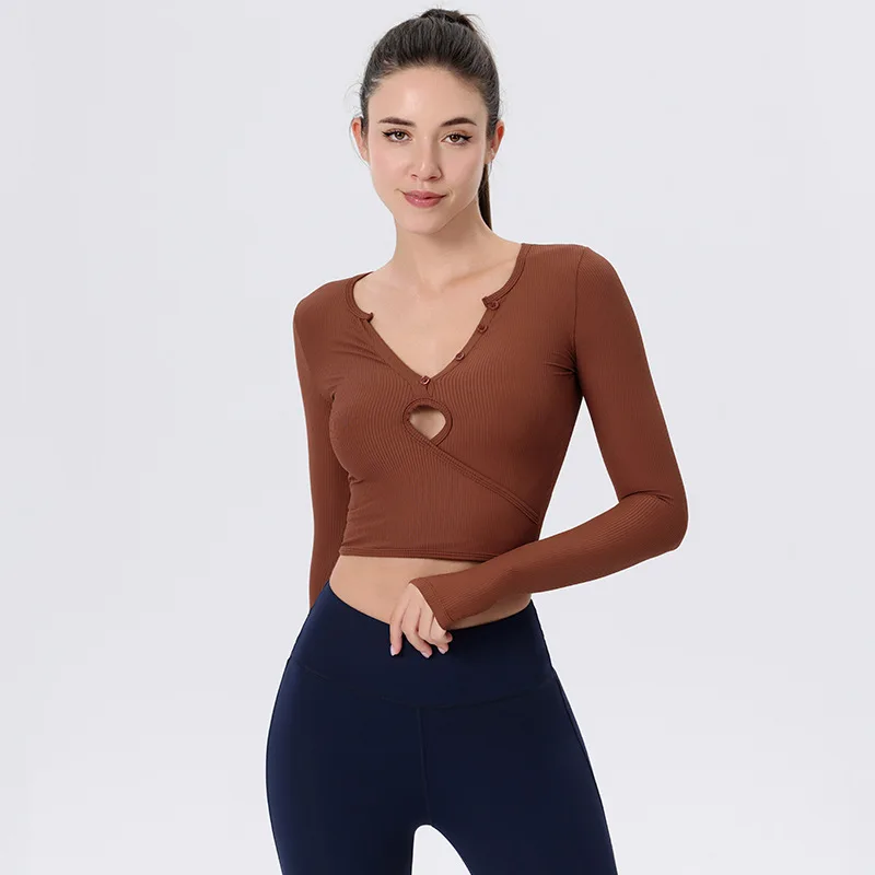 New Yoga Clothing Top Women's Long-sleeved Sports Badminton Loose Running Fitness Pilates Training