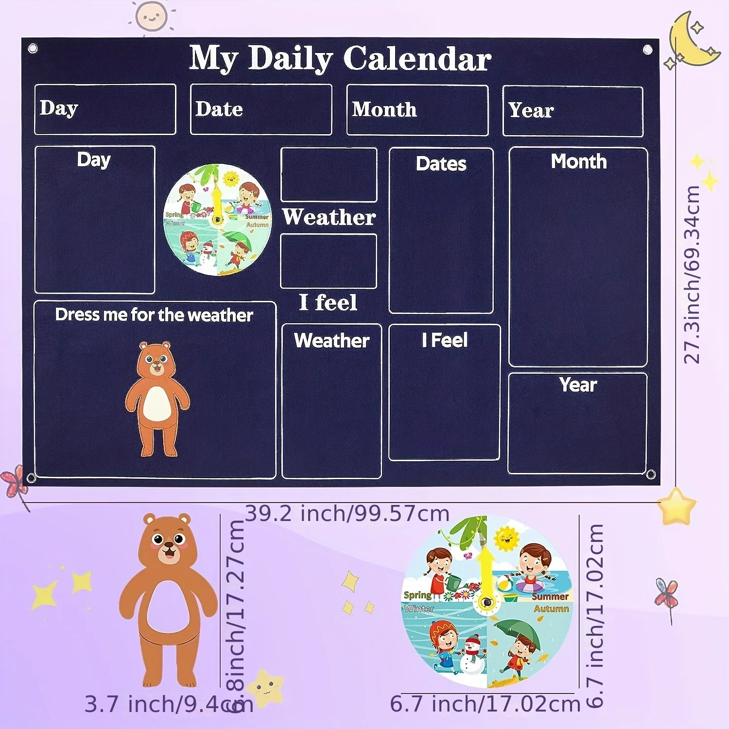 My First Daily Calendar - For Kindergarten Classrooms, A Loop Time Learning Center, A Weekly Chart For Children's Learning 3