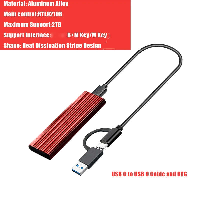 M2 NVME Case  to USB 3.1 Case 10Gbps Dual Protocol Ssd Adapter M.2 PCIe Express NGFF SATA Box SSD Enclosure with OTG for M.2 SSD computer hard drive box HDD Box Enclosures