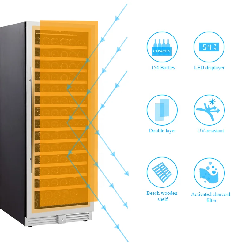 Competitive Price 154 Bottles Compressor Cooling Wine Cellar Refrigerator