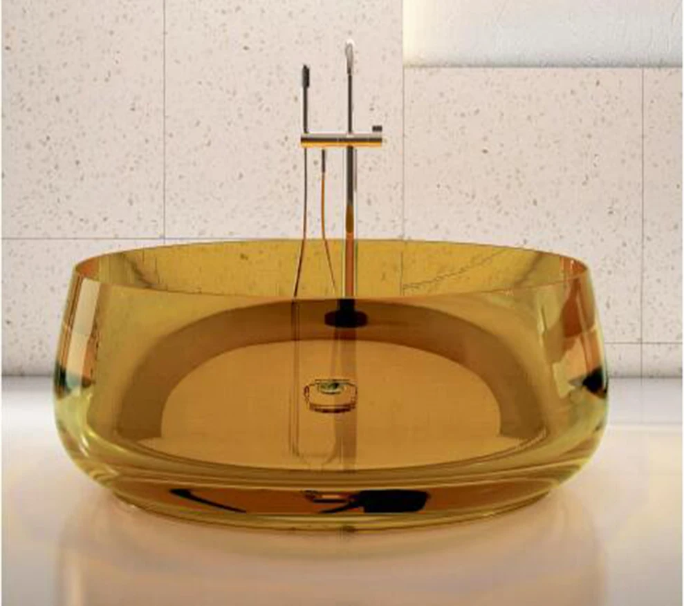 1400x1400x540mm New Design Resin Freestanding Bathtub Online Celebrity Colored Transparent Tub RS1055A 4