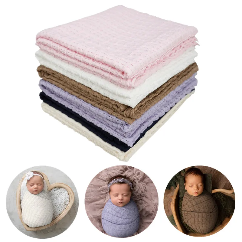 

Newborn Photography Blanket Solid Colour Knitted Baby Studio Photo Shooting Backdrop Cloth Fotografia Background Swaddle Wrap