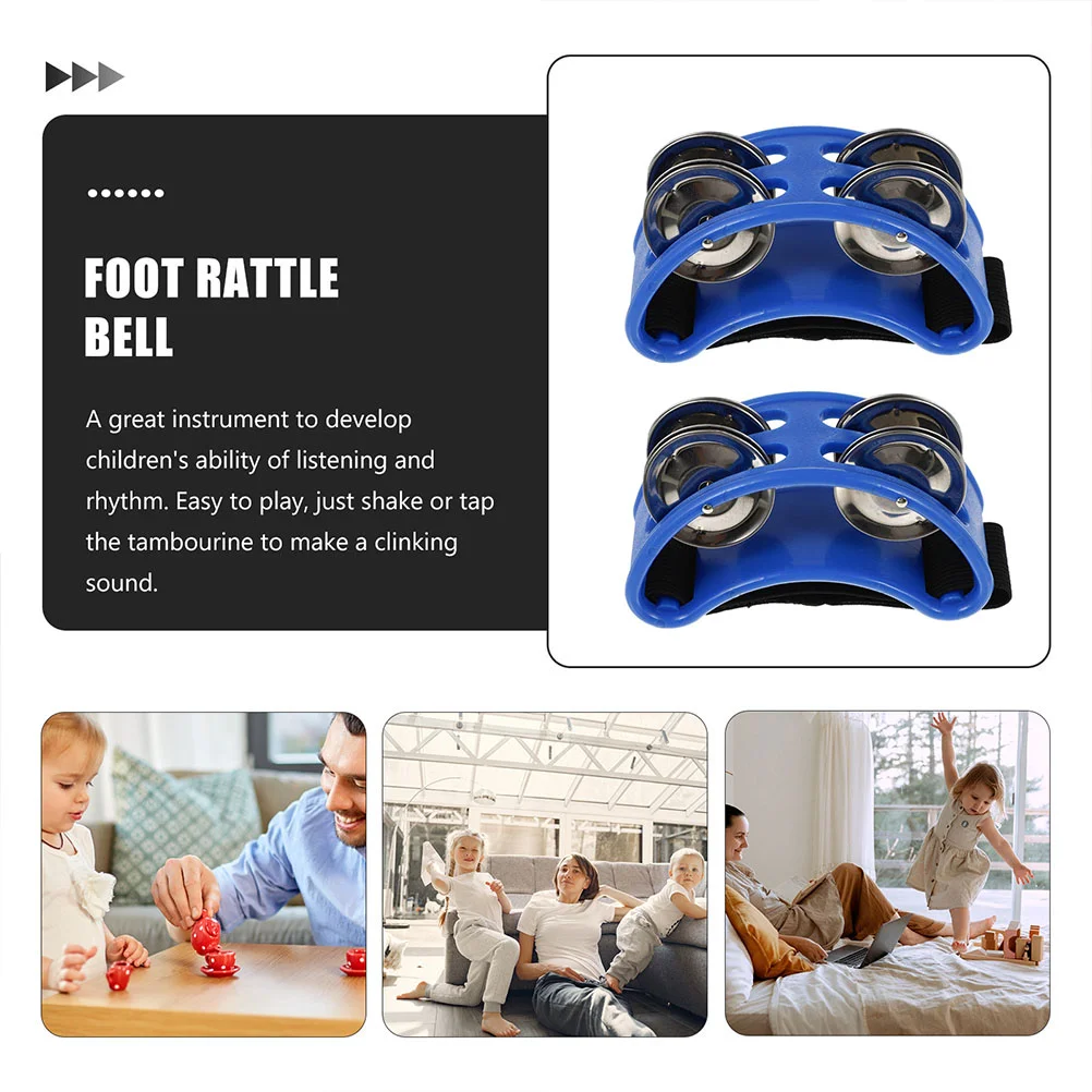 2 Pcs Music Toys Foot Rattle Enlightenment Jingle Bells Puzzle Shaking Blue Kids Education Child