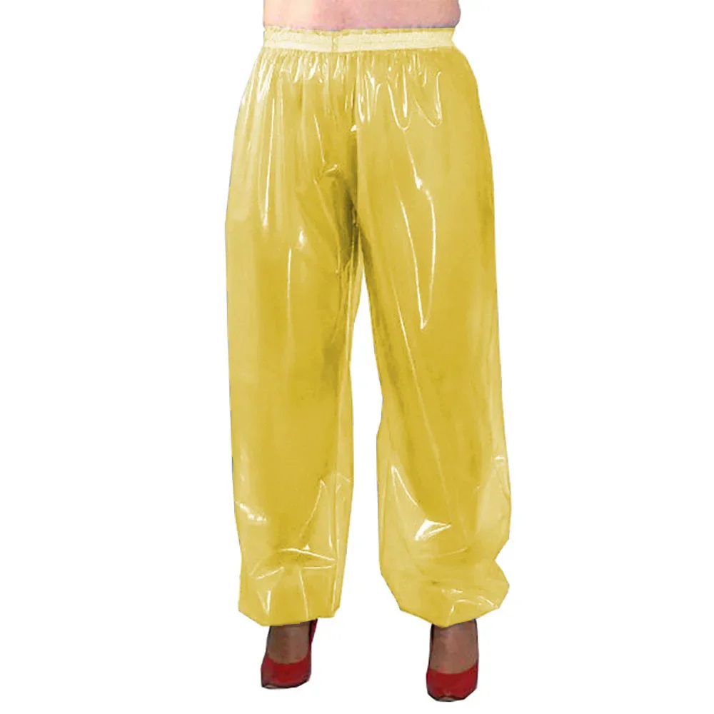 New Plus Size Clear Vinyl Baggy Long Bloomers Fashion Clear PVC Leather Loose Casual Long Trousers Elastic High Waist Loose Pant