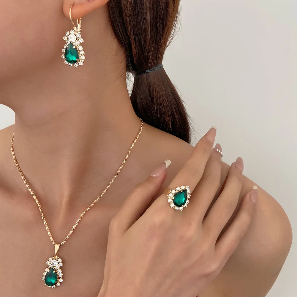 Jewelry Sets Ring Necklace Earrings Set For Brides Girls Women