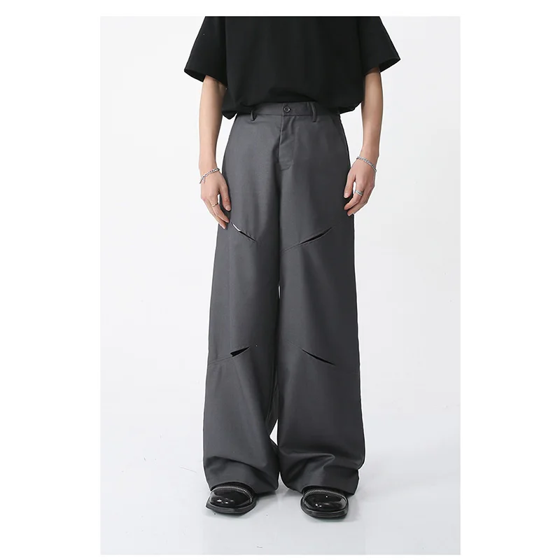 

Y2K Men's Straight Pants High Street Cutout Brand New Unisex All Match Wide Leg Campus Casual Chic Pants Loose Comfortable S-XL