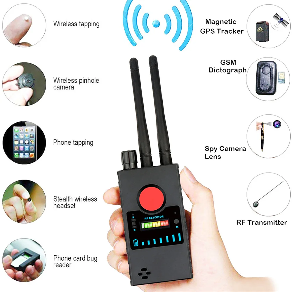 WiFi Listening Device Finder GPS Tracker Detection Home Bug Detector Office RF Detector Signal Scanner Upgraded Camera Detector with 12 Levels Sensitivity and 4 Professional Modes for Travel 