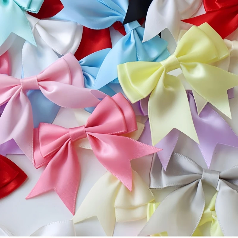 100 Lazos De Cinta De Satén De 6 X 7 Cm, Doble Lazo Decorativo Listo Para Manualidades, Bodas, Navidad, Día De San Valentín, Decoración De Tarjetas