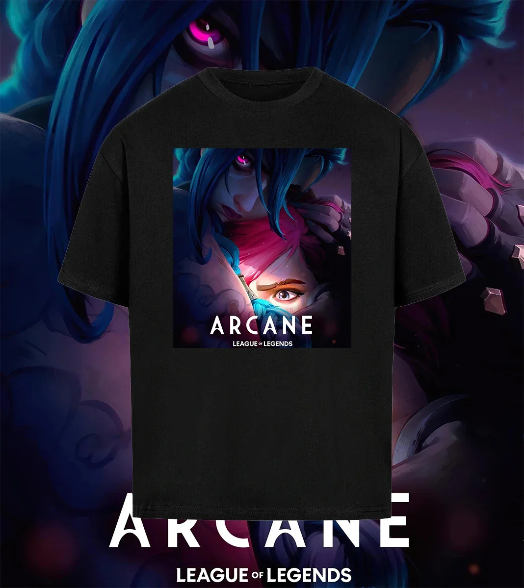 Hot Anime Arcane Unisex Men Short Sleeves Arcane Season 2 Viktor Jinx T Shirt Women  Oversized Cotton LOL Game Casual Loose Tees 5