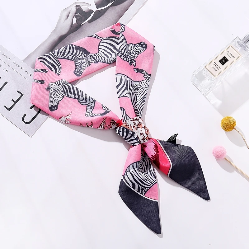 Damenmode Twill Ribbon Seidenschal Vielseitig Zebra Damen Dekorativer kleiner Seidenschal Bundle Taschengriff Haarbandgriff – Detail 25