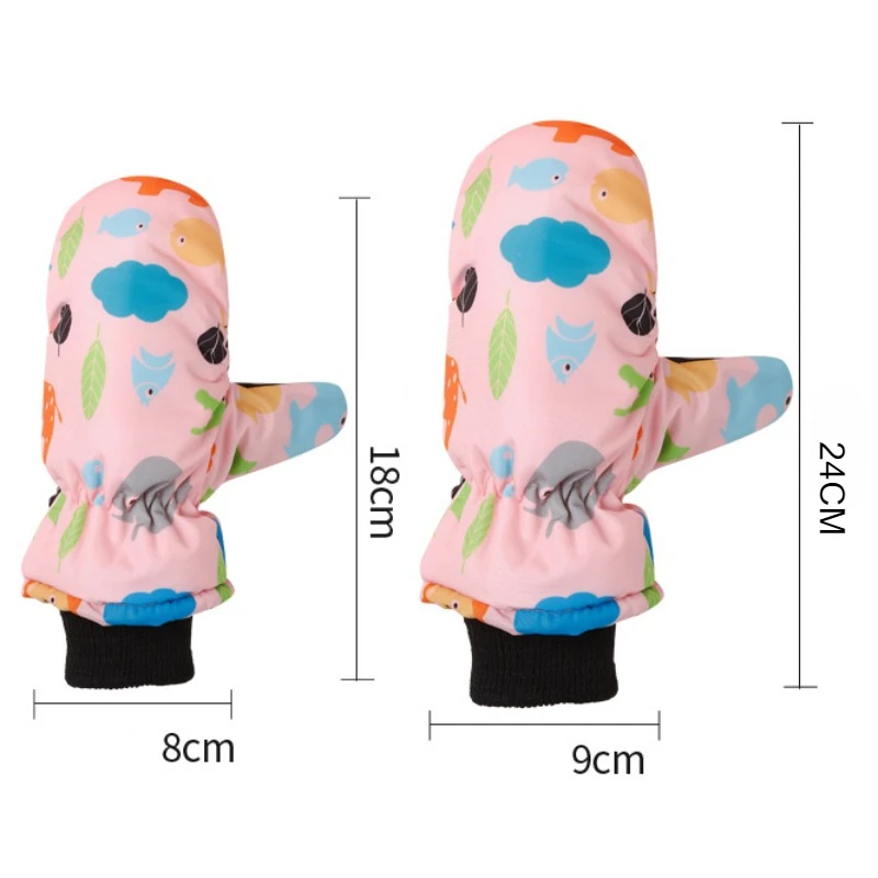 2-10Y Children's Skiing Gloves Winter Warm Down Cotton Waterproof for Boys and Girls Nittens Playing Snow Outdoor Skiing Gloves 6