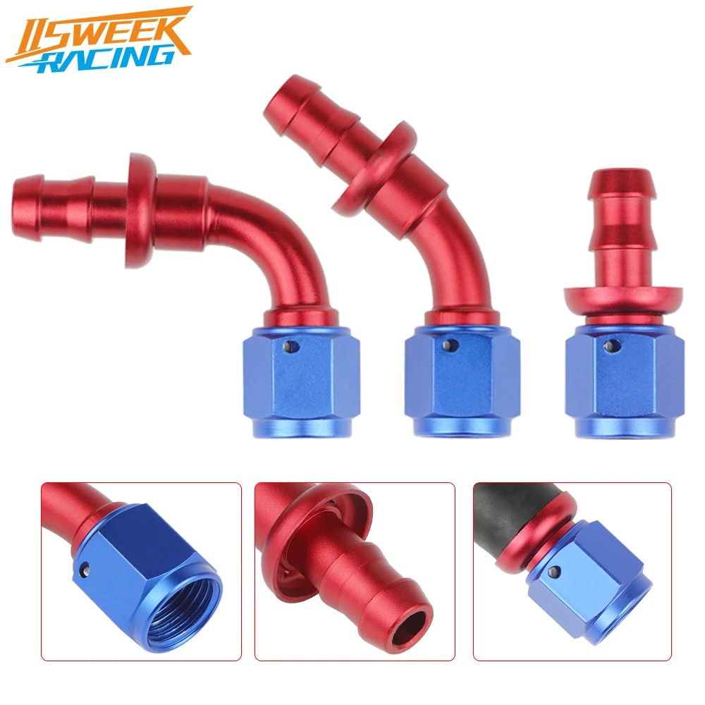 Aluminum Alloy 0/45/90 Degree Push Lock Swivel Hose End Fitting For