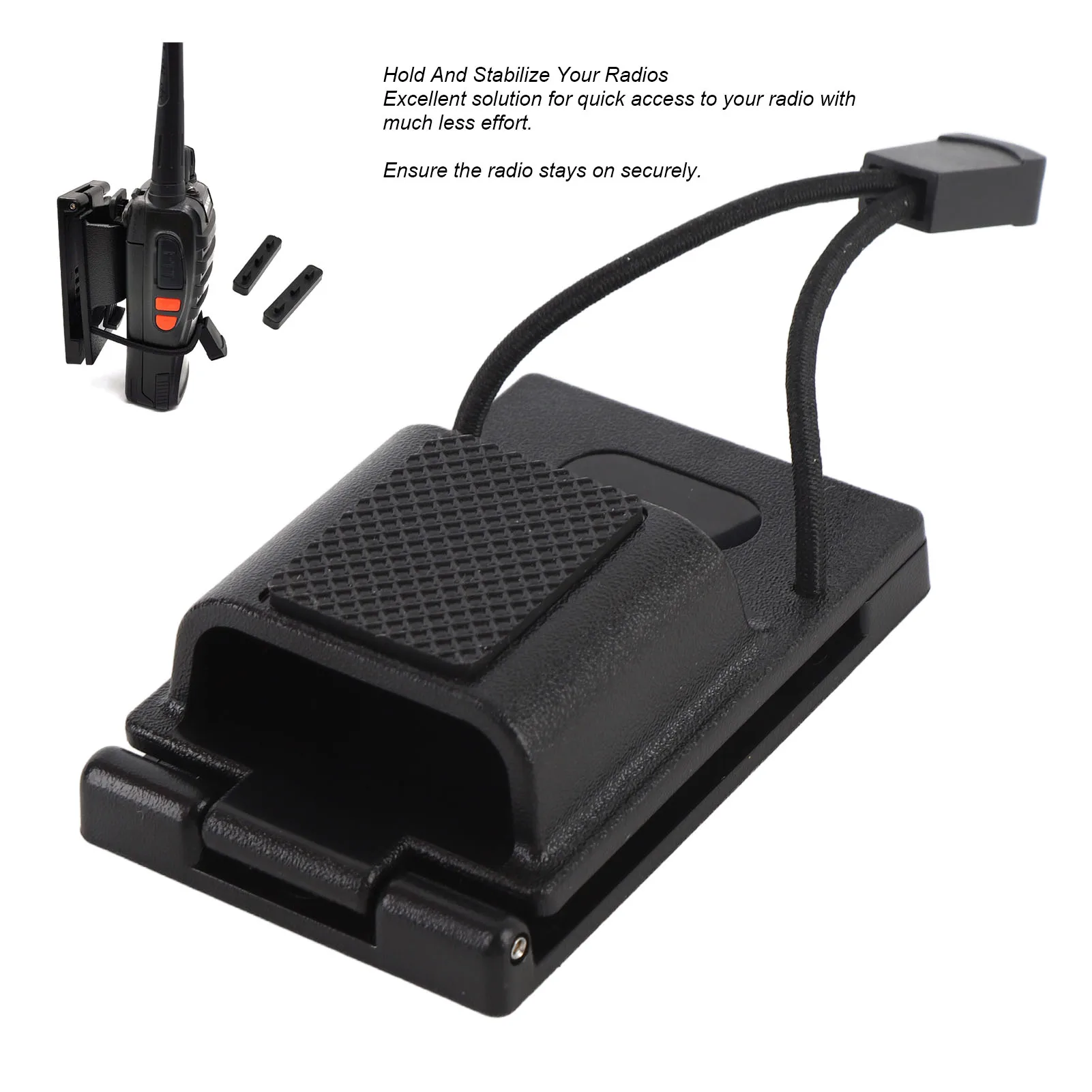 Black Secure Compact Radio Holster with Anti-Slip Belt Clip for Law Enforcement