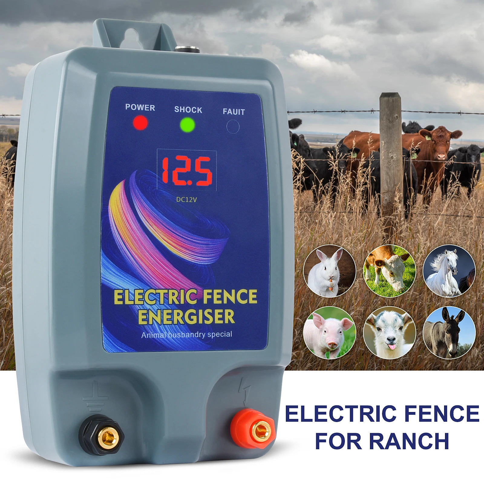 ElectricFenceforAnimals12VPulseElectricFenceEnergizer10KM