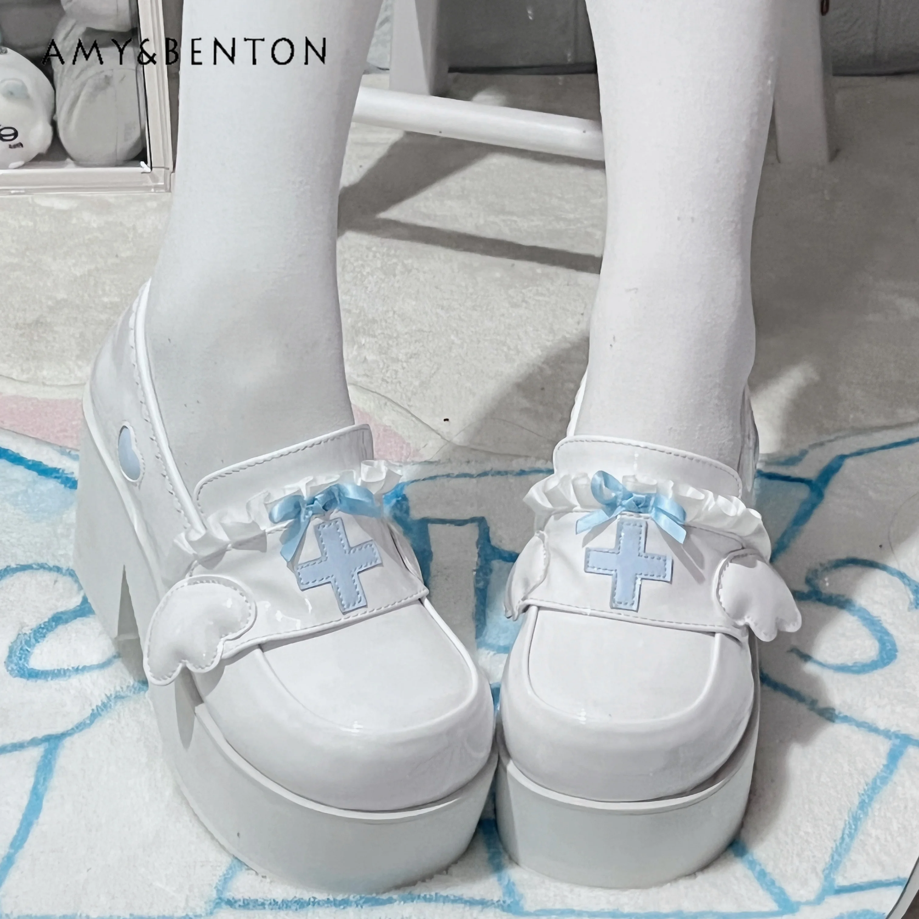 Original Japanese Mine Mass-product Lolita Platform Heels Subculture Goth Y2K Shoes for Women Kawaii Leather Heels studenti