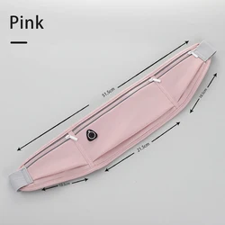 Waterproof Black Sports Waist Bag with Phone Holder (Pink)
