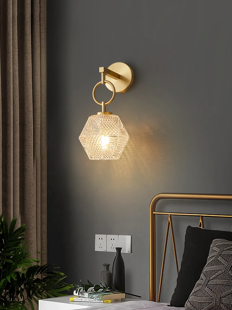 

Bedside wall lamp Postmodern light luxury bedroom warm study living room aisle background wall lamp Nordic personality LED lamp