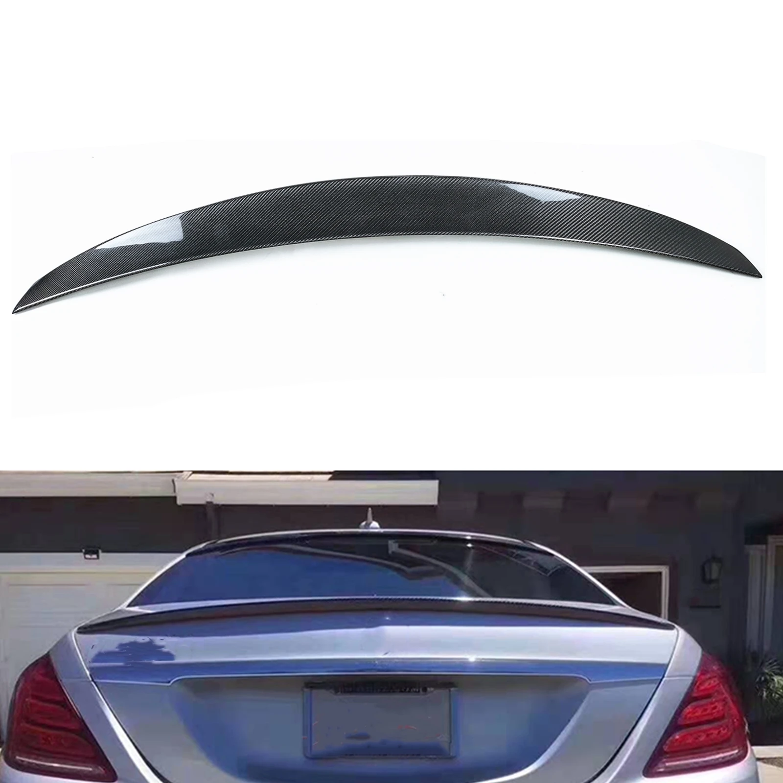 

For Mercedes Benz W222 S Class 4 Door 2014-2020 S350 S400 S450 S550 S600 S63 S65 AMG Carbon Fiber Rear Trunk Spoiler Lip Wing