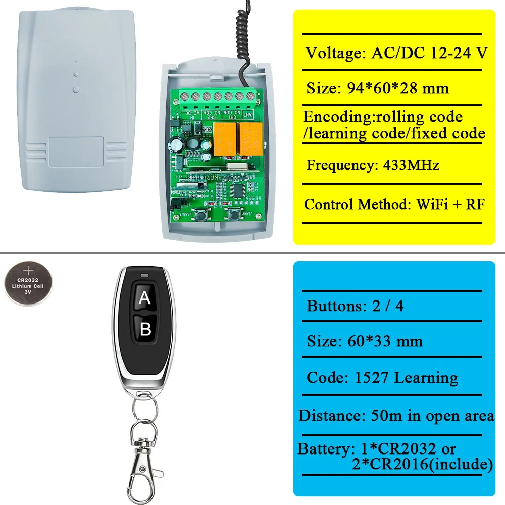 garagem, sem fio, wifi, rf, 433mhz, dc,