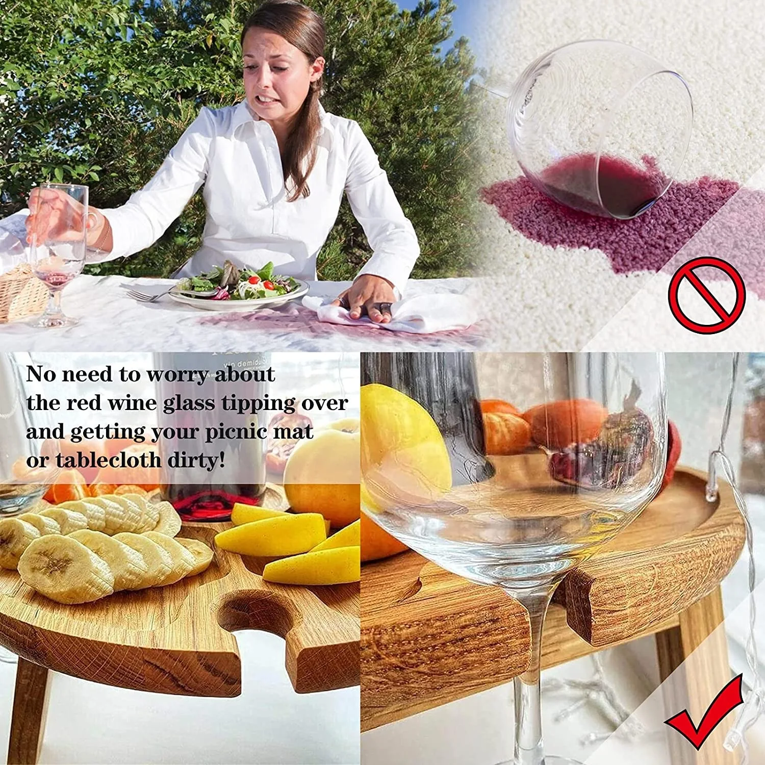 Portable Outdoor Wooden Folding Table Beach Camping Garden Furniture Picnic Desk Tea Wine Glass Holder Storage Basket