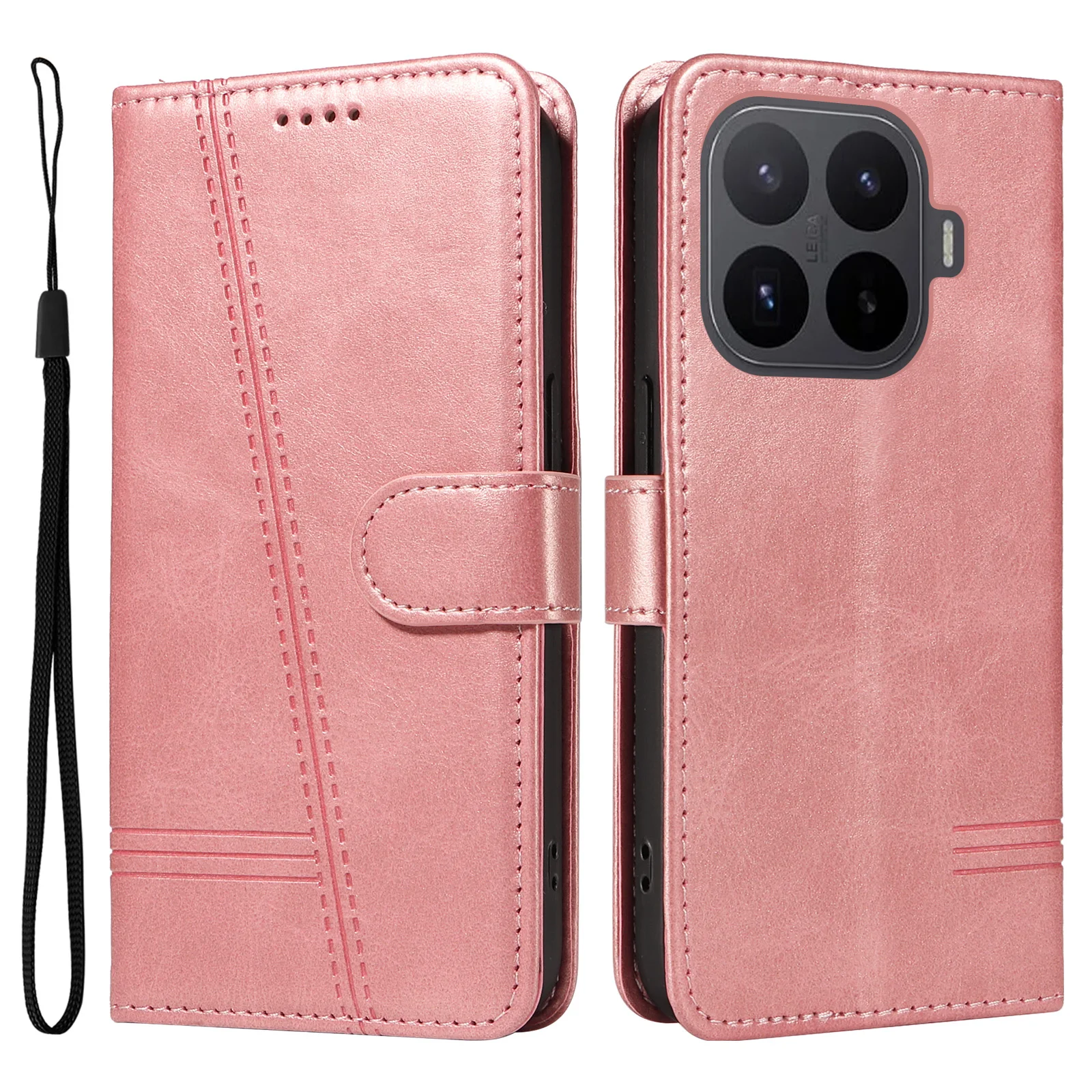 Leather Flip Phone Case with Card Holder and Stand - Protective Cover