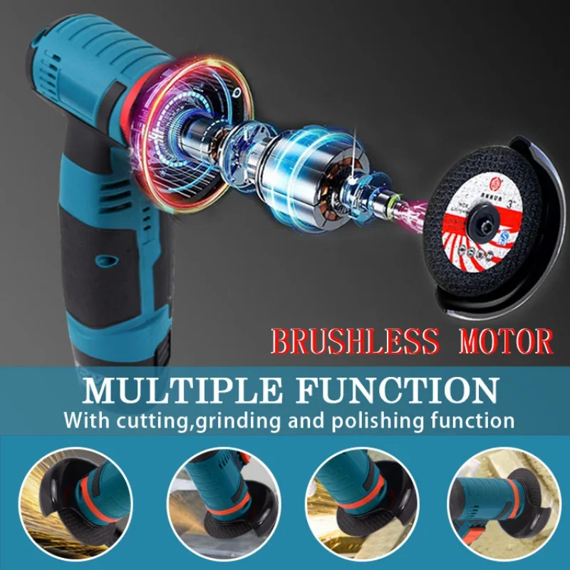 12V Mini Brushless Angle Grinder with Rechargeable Lithium Battery Cordless Polishing Machine Diamond Cutting With accessories 3