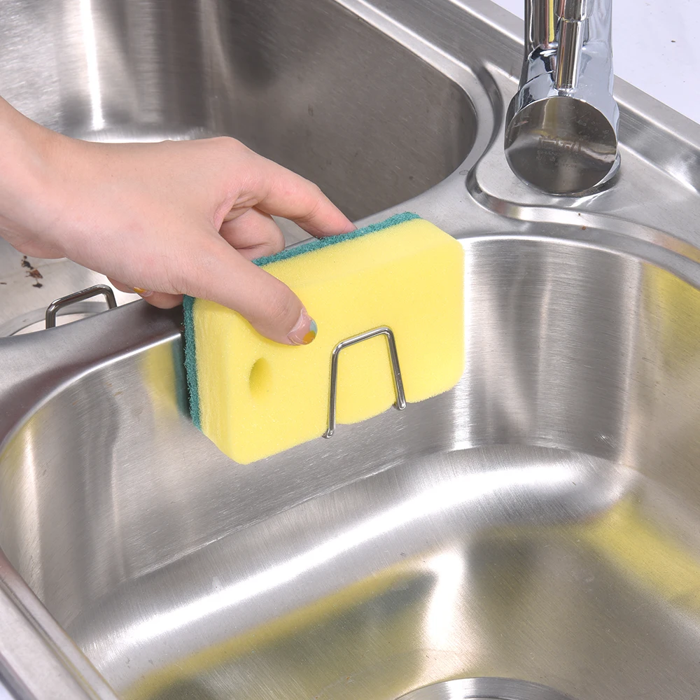 

Stainless Steel Kitchen Sink Sponges Holder, Drain Drying Rack, Self Adhesive Wall Hooks, Accessories Storage Organizer