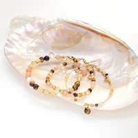 Lii Ji Natural 3-6mm Sunstone Tiger's Eye Citrine Stainless Steel 14K Gold Filled Charm Handmade Bracelet