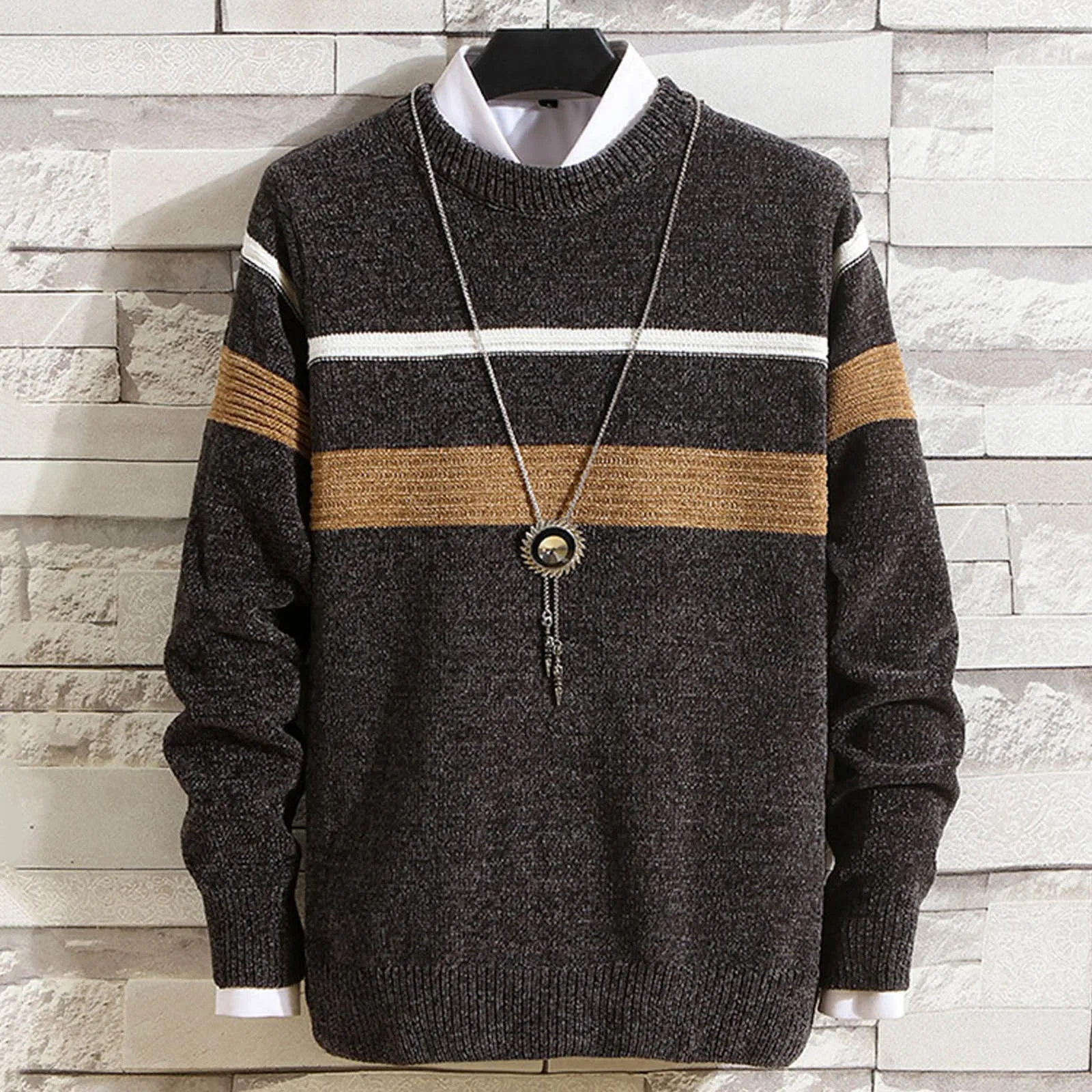 

Mens Sweaters Pullovers Round Neck Long Sleeve Warm Slim Knitted Wool Sweaters Jumper Knitted Male Japenese Oversize Sweaters