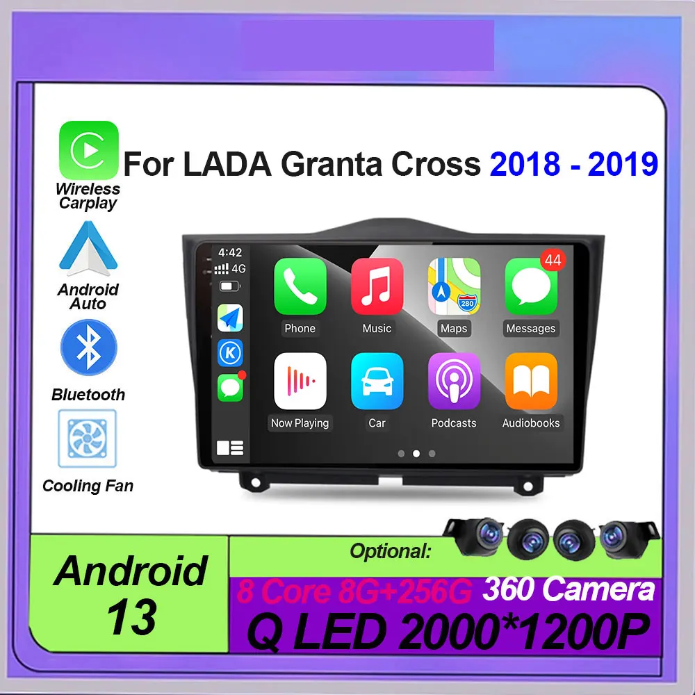 

Car Radio Carplay For LADA Granta Cross 2018 - 2019 Navigation GPS Android Auto Screen Video Stereo 4G No 2din 5G Wifi Bluetooth