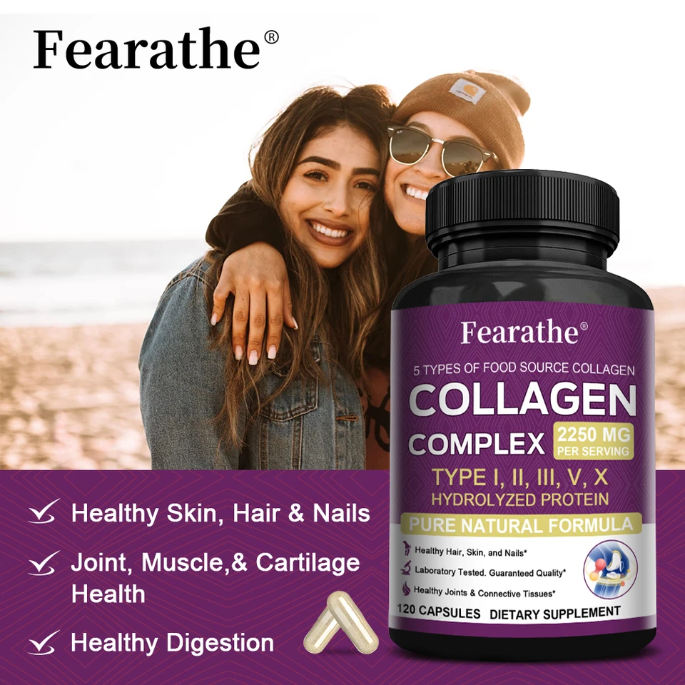 Multi-Collagen Capsules Men And Women - Hydrolyzed Type I II III V X For Skin, Hair, Nails, Bones, Joints, Nutrition_voghion.com
