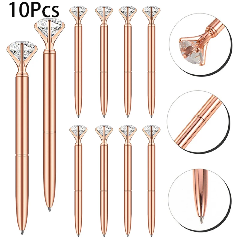 

10Pcs Diamond Pens Crystal Diamond Ballpoint Pen Fancy Cute Pens for Women Bling Metal Ballpoint Pen with Black Ink