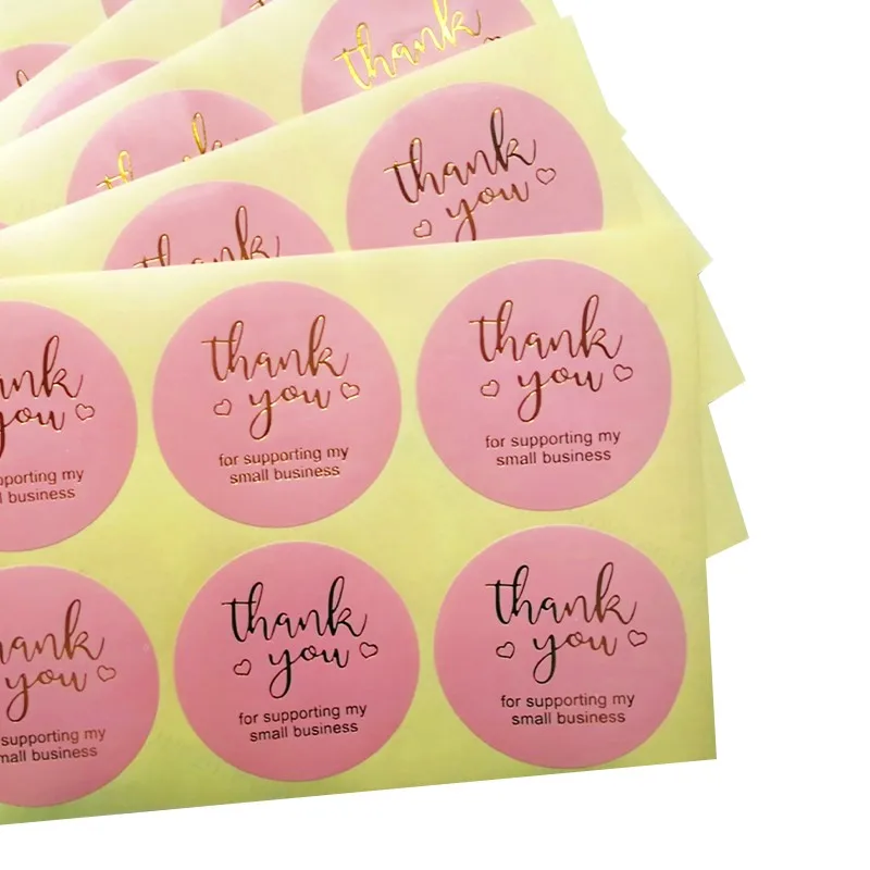 60pcs Pink 5cm roud Stickers Paper Thank You Stickers Seal labels Hot stamping Handmade Gift Stationery Stickers