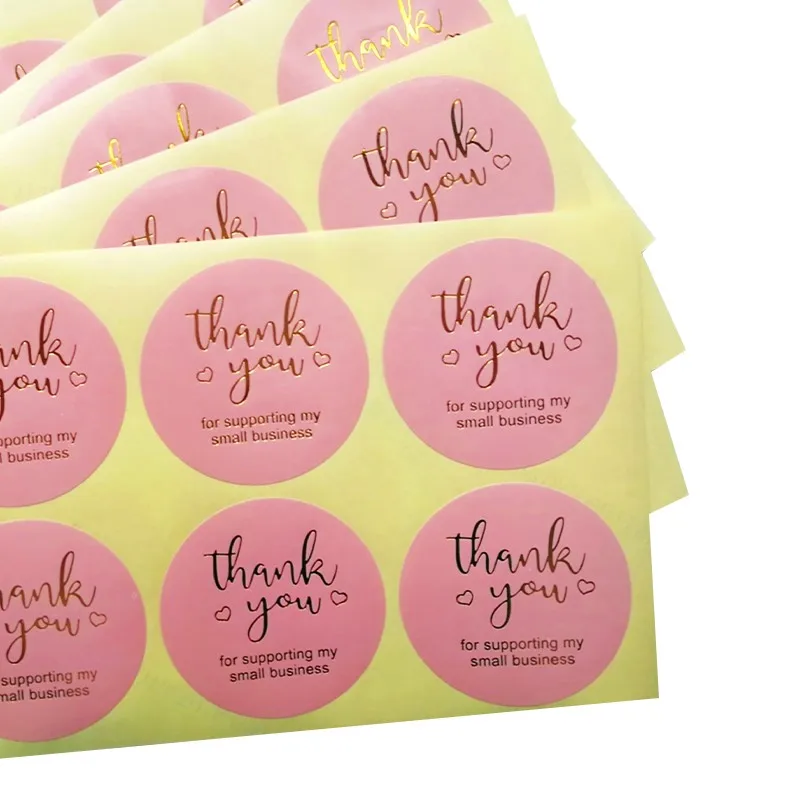 60pcs Pink 5cm roud Stickers Paper Thank You Stickers Seal labels Hot stamping Handmade Gift Stationery