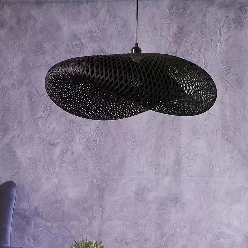 Retro Hanging Ceiling Pendant Lamps Bamboo Hand Make E27 For Dining Room Living Room Decoration